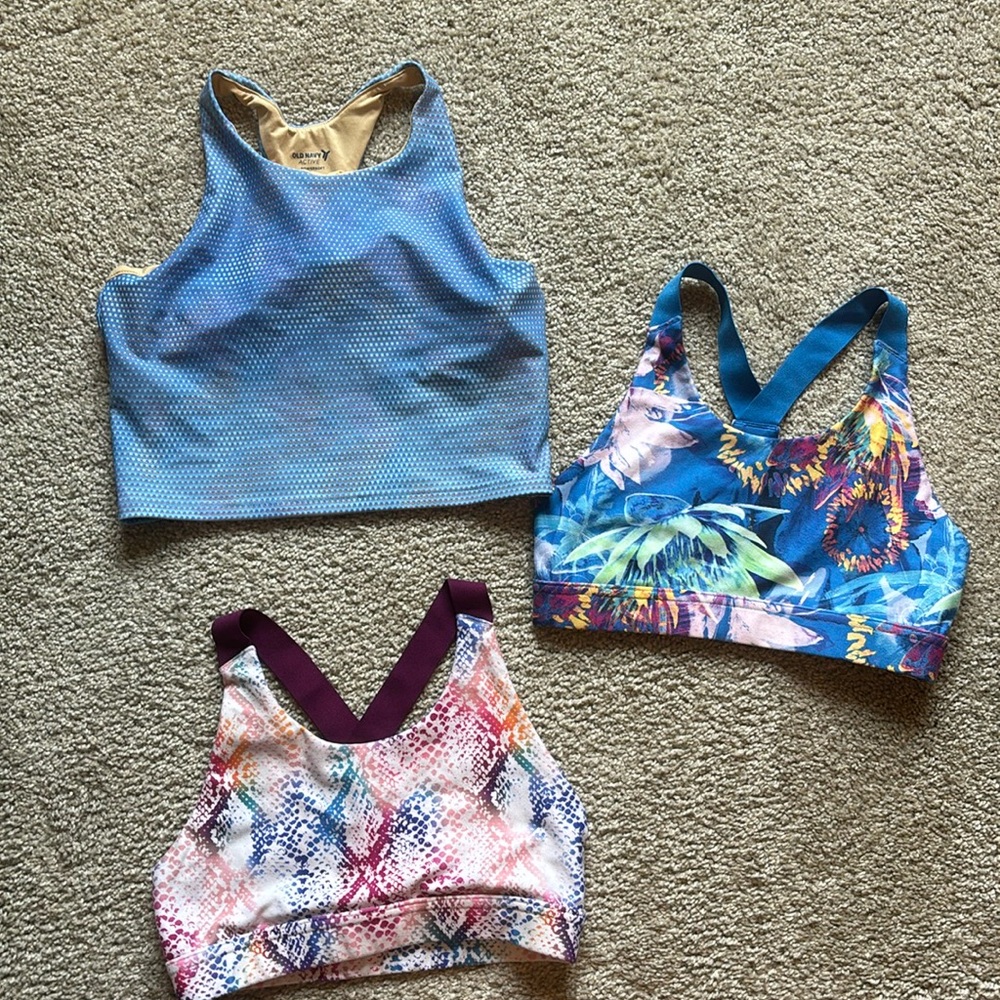 3 sports bras - size 10/12